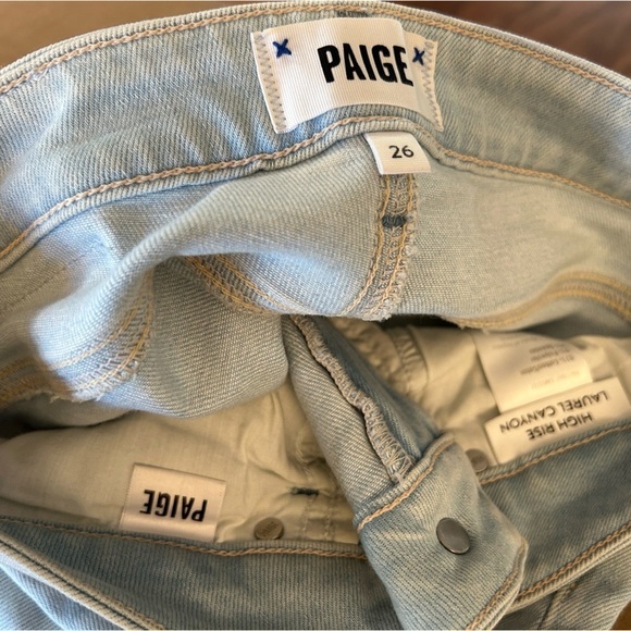 Paige Laurel Canyon Flare jeans in kitley distressed  powdery blue Sz-26. Y16 - Picture 4 of 13